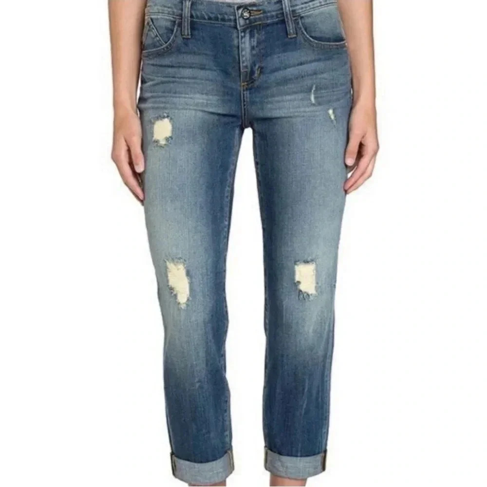 Rock & Republic INDEE boyfriend distressed jeans 6 Cropped GUC 0247